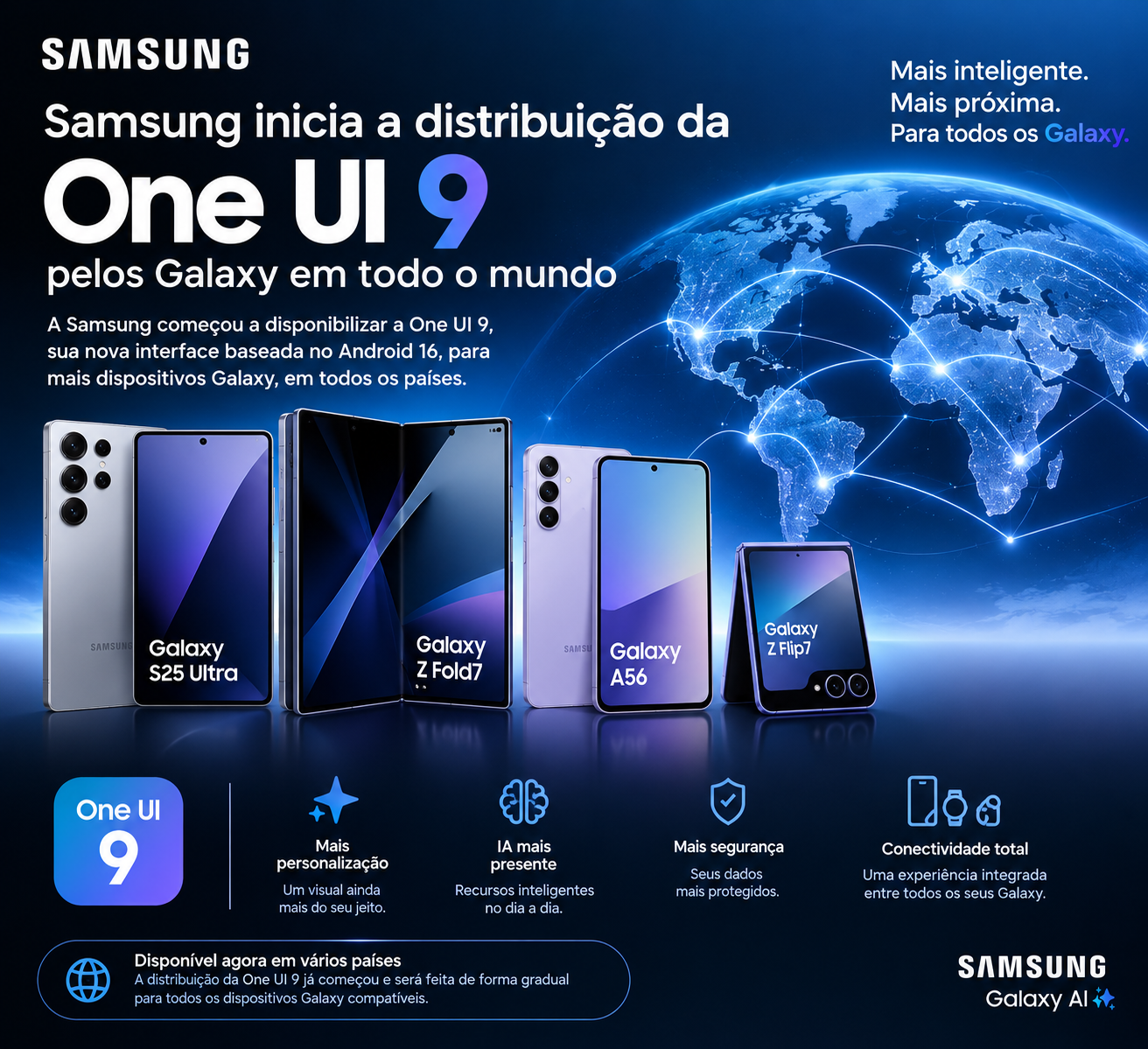 Samsung inicia a distribuição da One UI 9 pelos Galaxy em todo o mundo – uniquetechmz