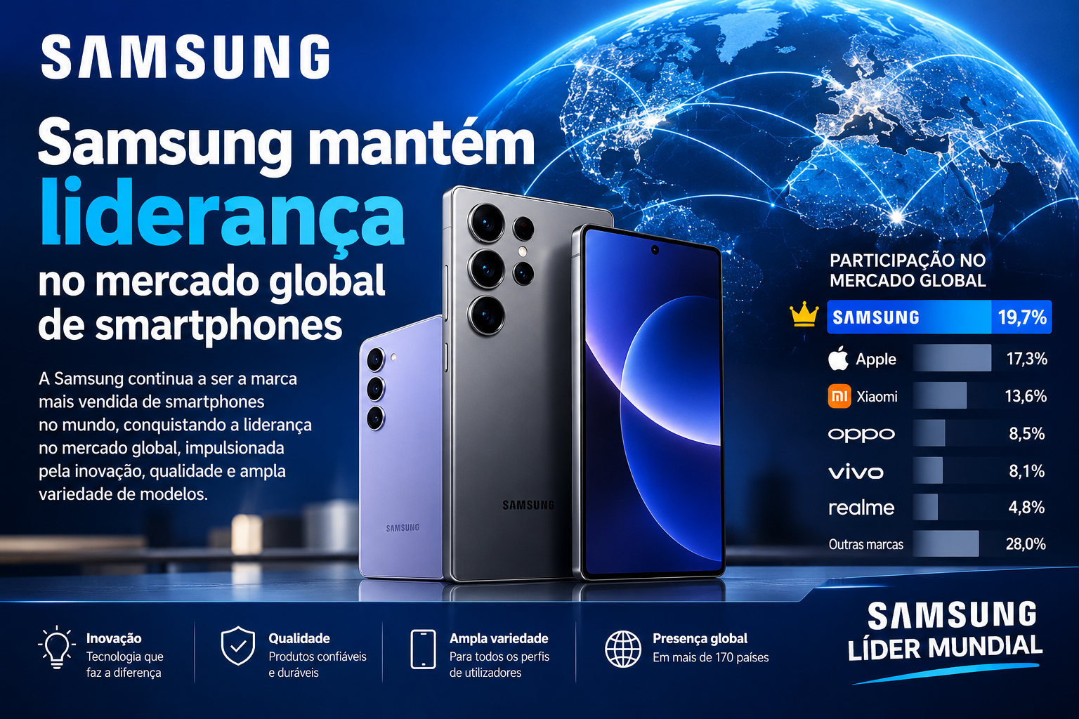 Samsung mantém liderança no mercado global de smartphones – uniquetechmz