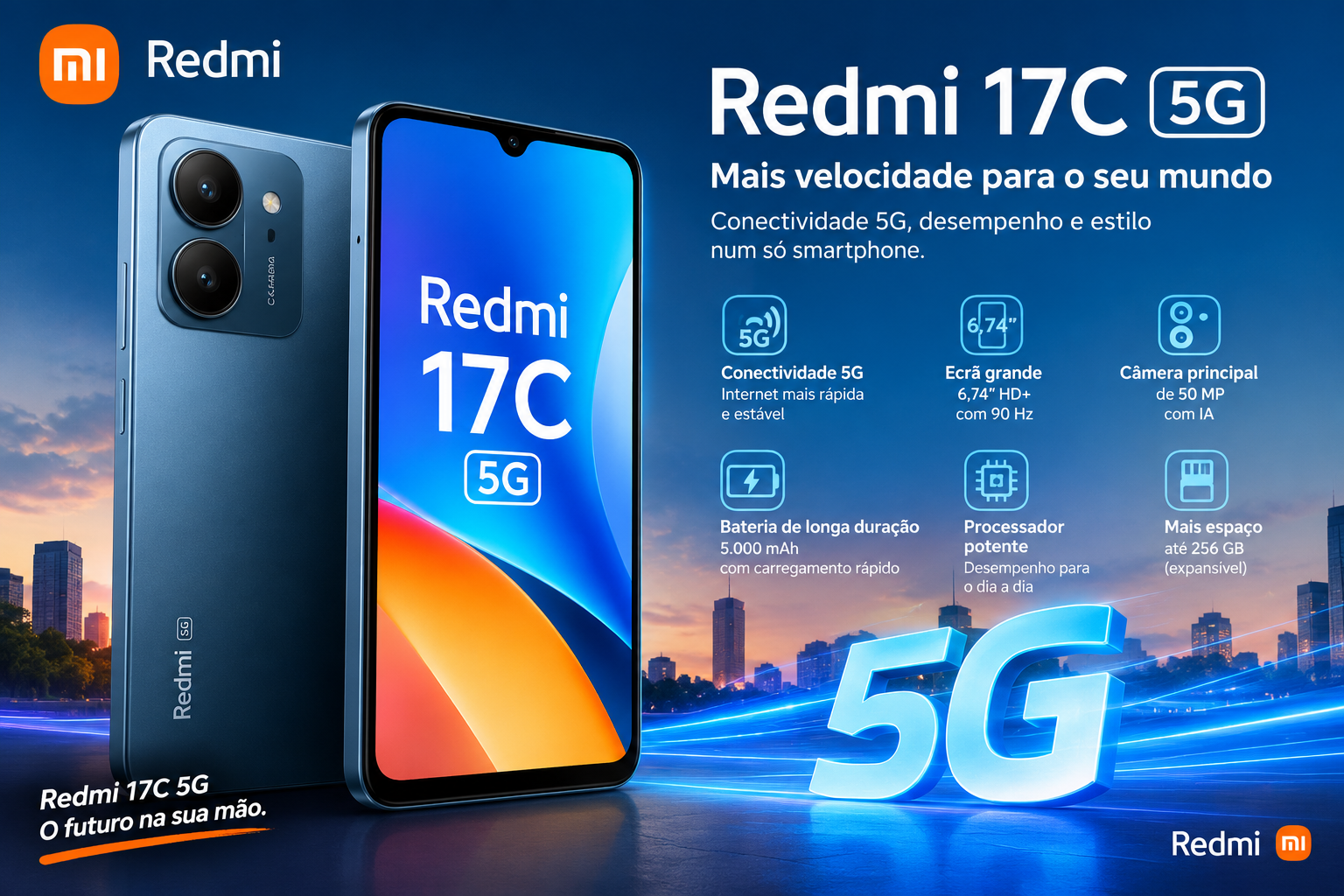 Redmi 17C 5G chega com conectividade 5G, ecrã de 120 Hz e bateria de 6000 mAh – uniquetechmz