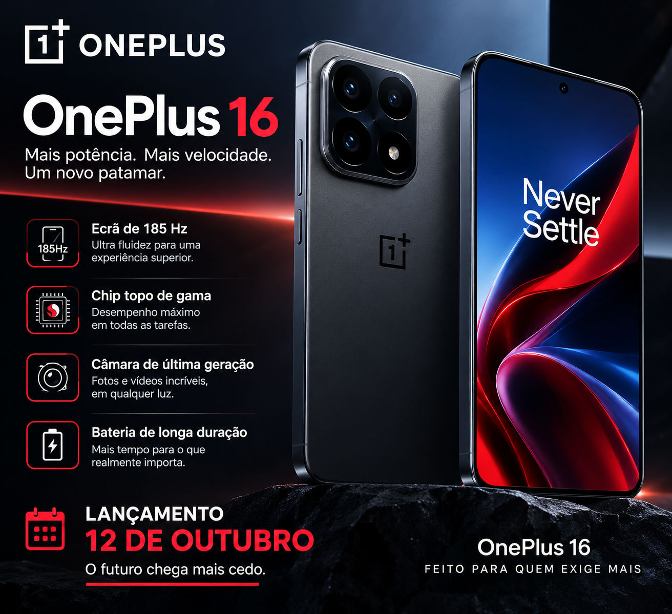 OnePlus 16 será lançado a 12 de outubro com ecrã de 185 Hz e chip topo de gama – uniquetechmz